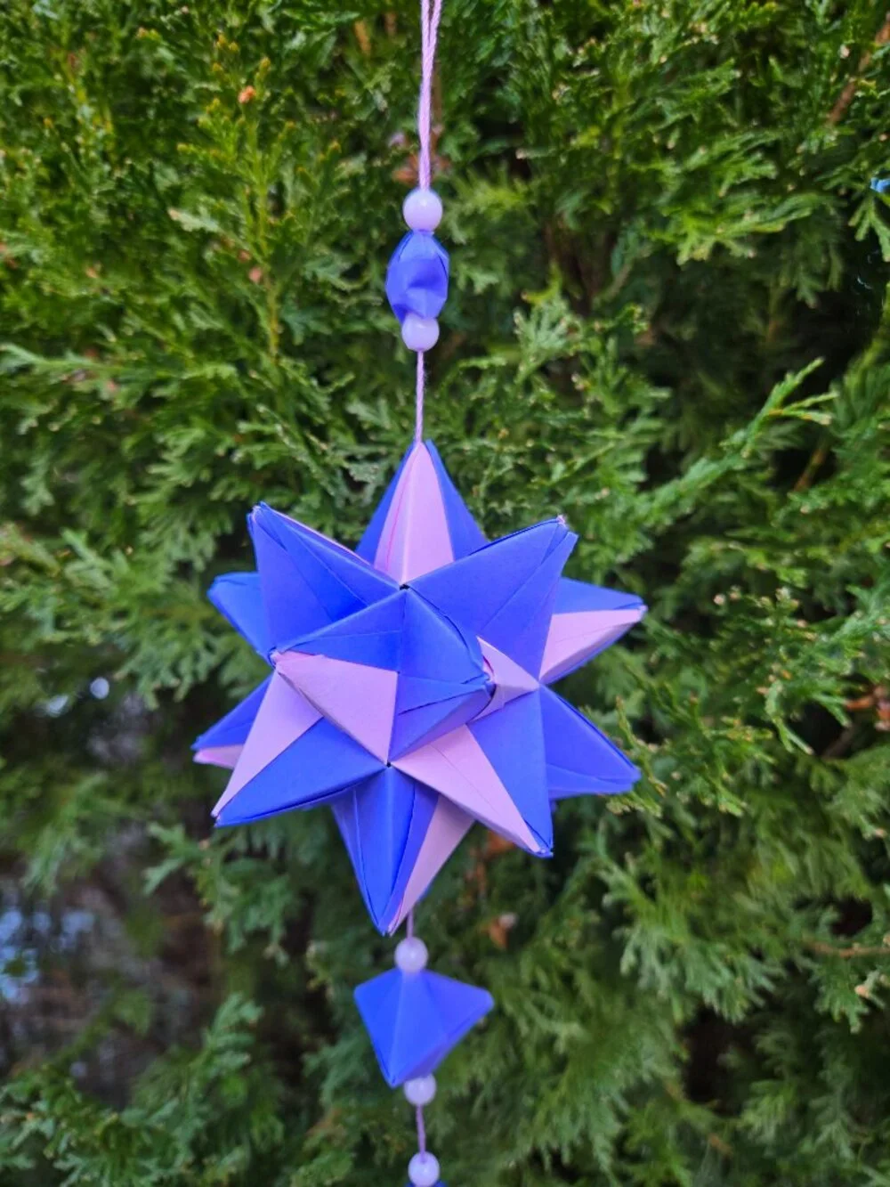 Handmade Kusudama Origami | Purple & Indigo Prism Tassel